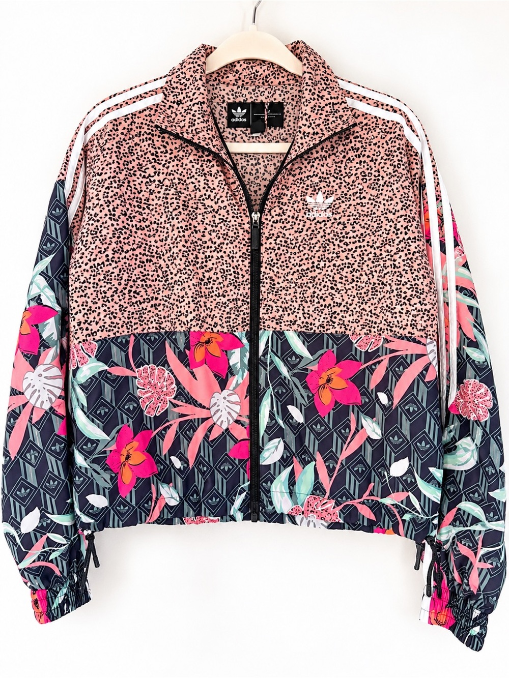 Adidas Originals Leopard Floral Cropped Track Jacket Small